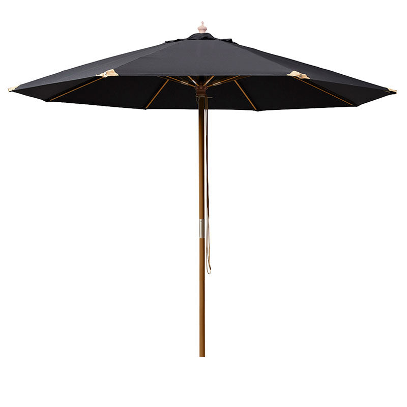 Cinas Sonnenschirm Capri 300cm rund Schwarz - Hartholzgestell im Teak Look mit Kunstharzköpfen