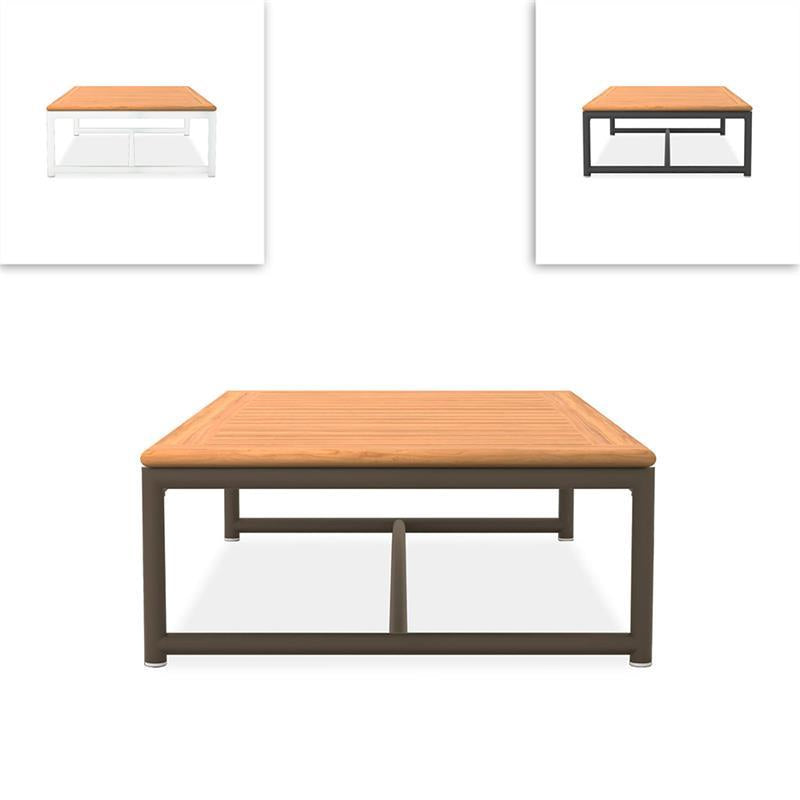 Gazelig Kaffeetisch 130x70x30cm - Aluminium + Zertifiziertes Teak GRADE A