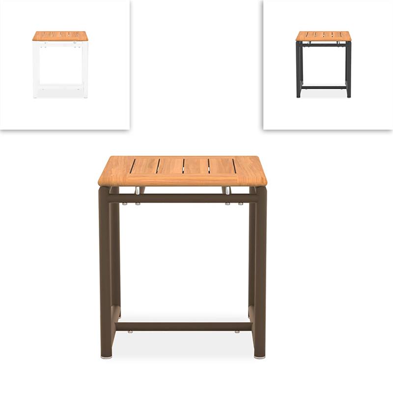 Gazelig Beistelltisch 45 x 45 x 50 cm - Alu pulverschichtet + Zertifiziertes Teak GRADE A