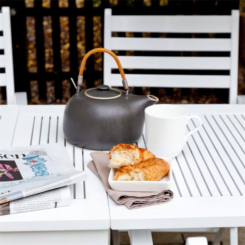 Cinas Gartentisch Butterfly 130 x 65 x 72cm Zertifiziertes Mahagoniholz glanzweiß lackiert