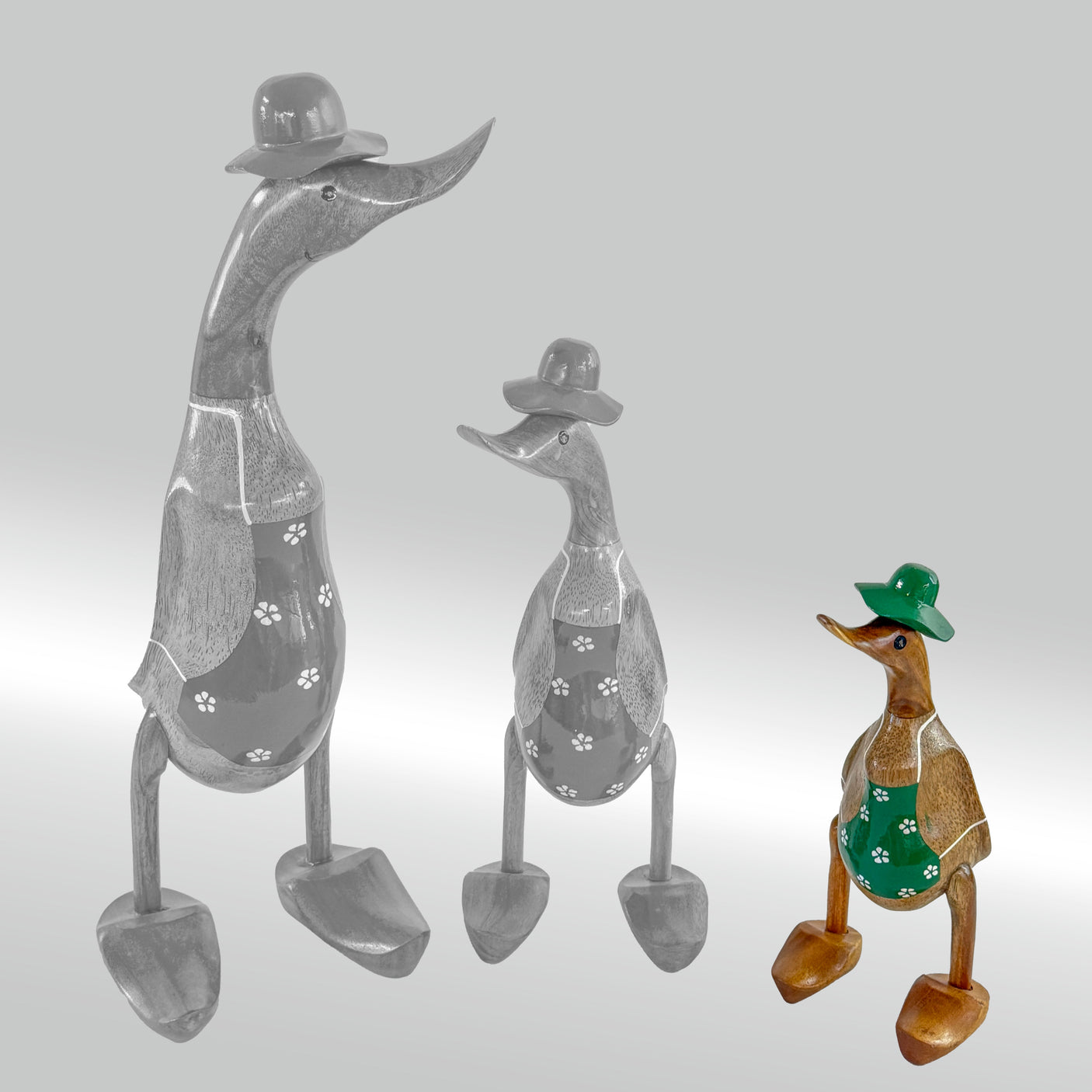 Ente Gärtnerin klein »Babuschka« grüne Schürze mit Blümchen