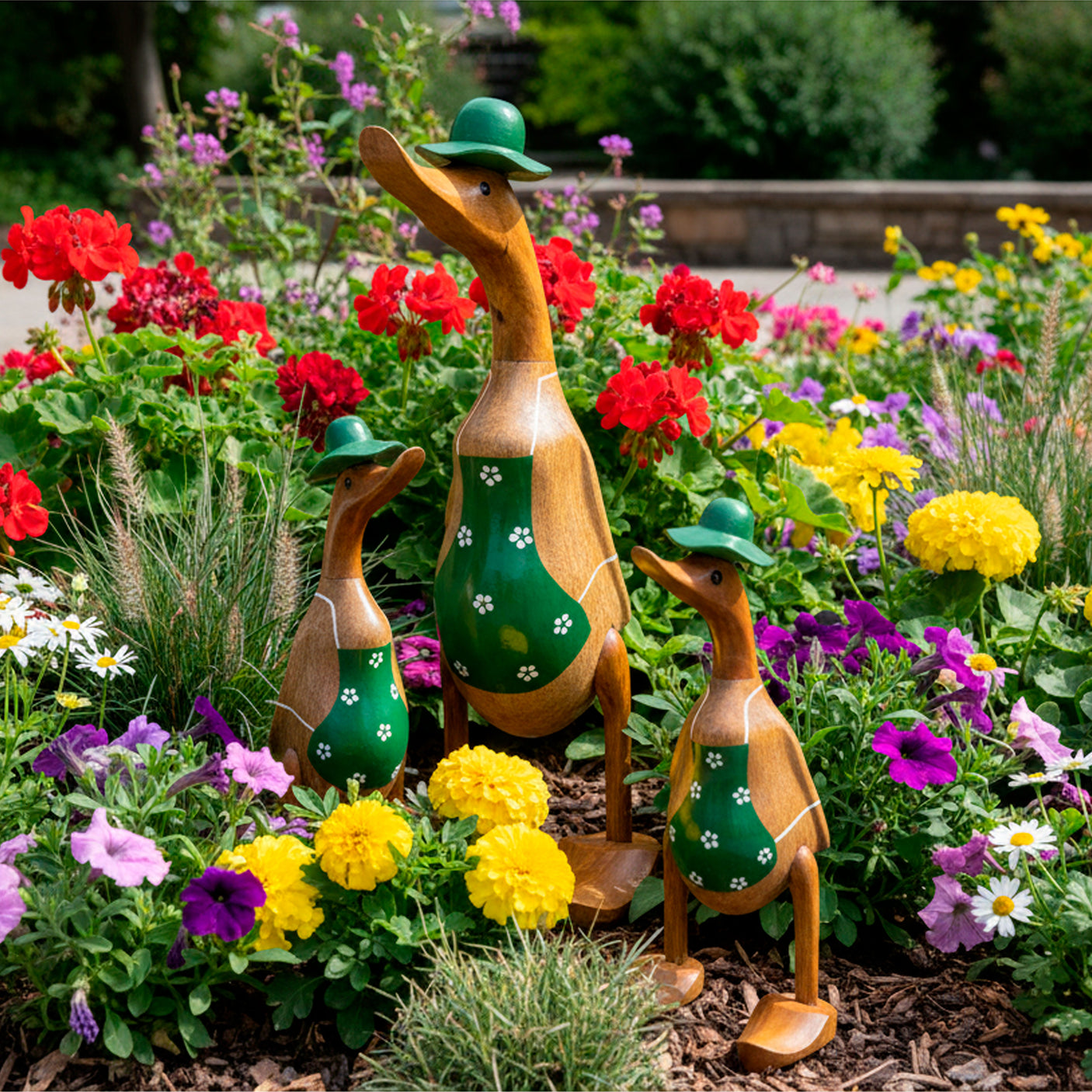 Ente Gärtnerin klein »Babuschka« grüne Schürze mit Blümchen