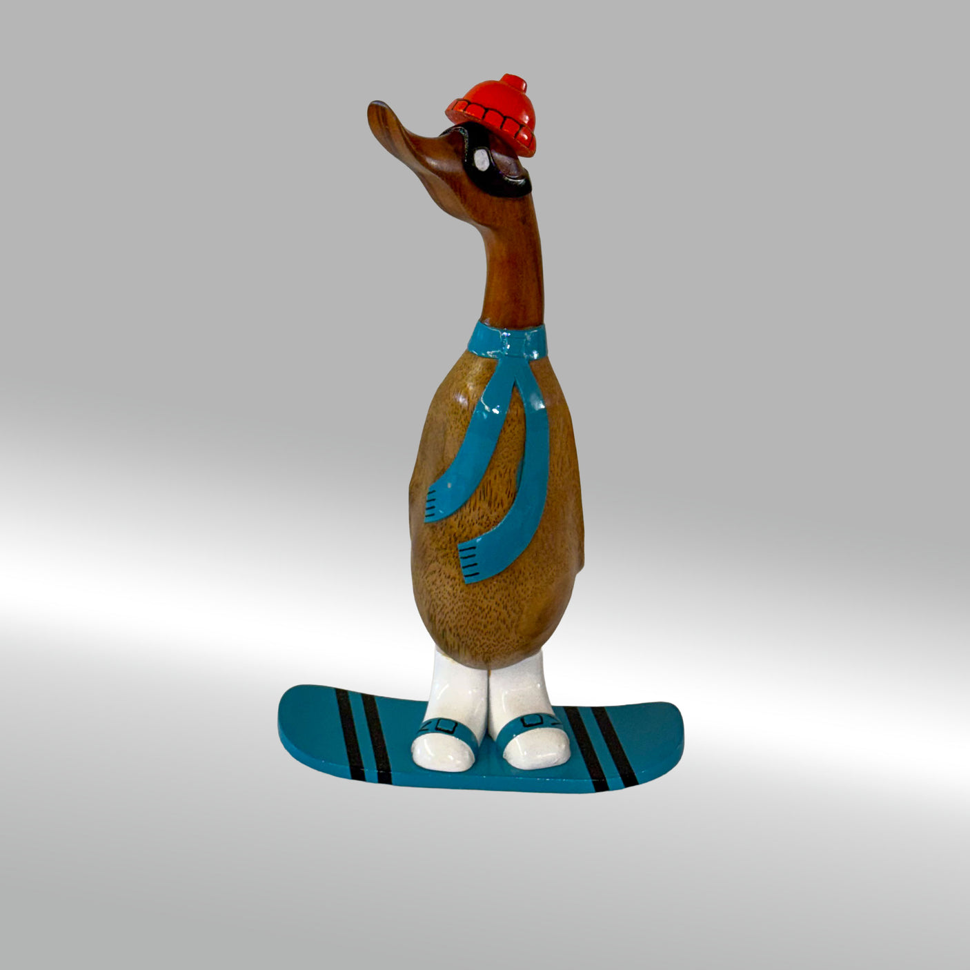 Ente Snowboarder groß »Manni« blaues Board und Schal ca. 41 cm hoch