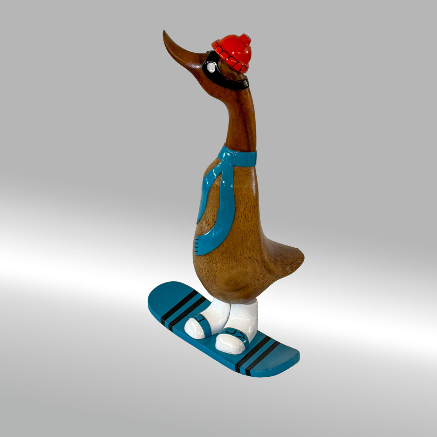 Ente Snowboarder groß »Manni« blaues Board und Schal ca. 41 cm hoch
