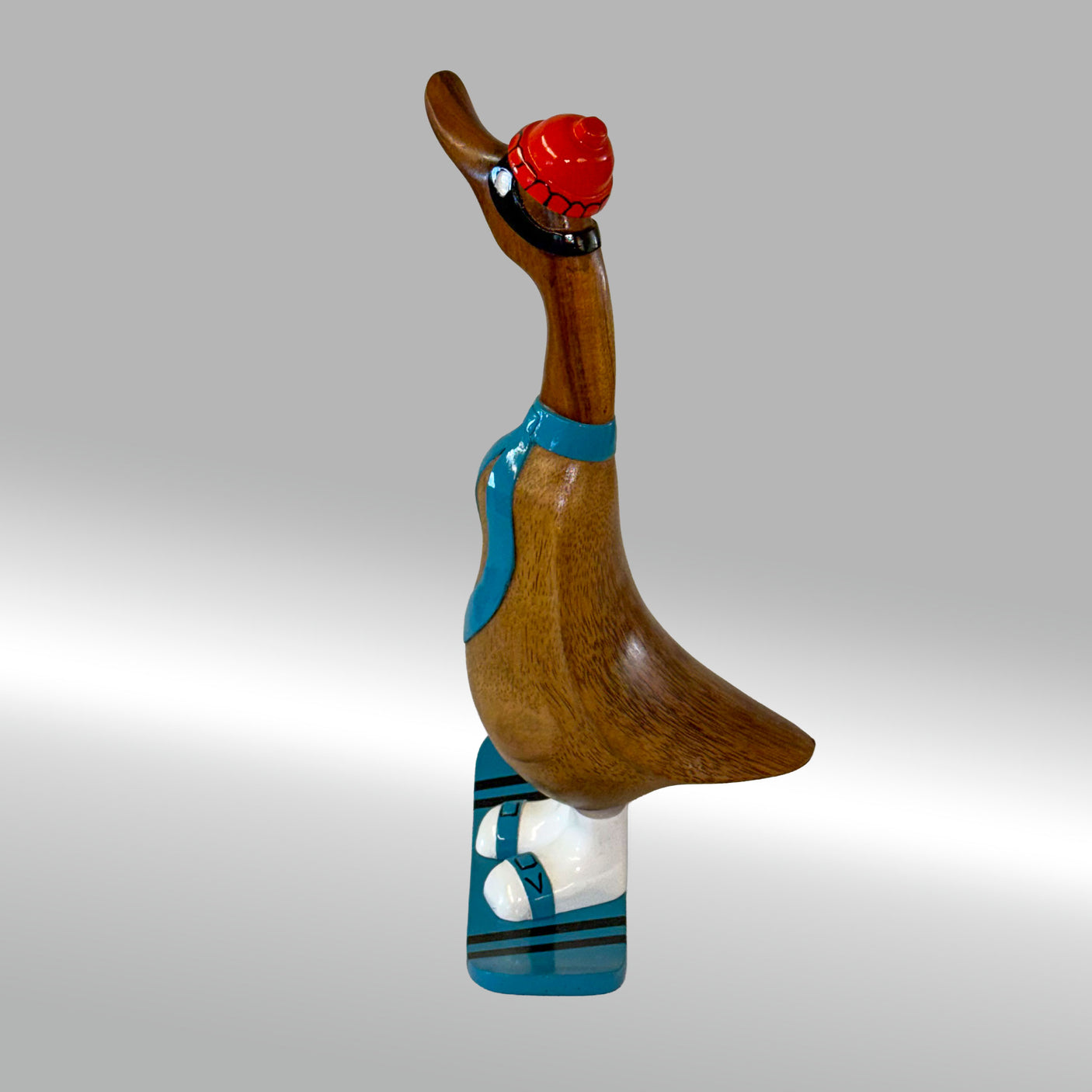 Ente Snowboarder groß »Manni« blaues Board und Schal ca. 41 cm hoch