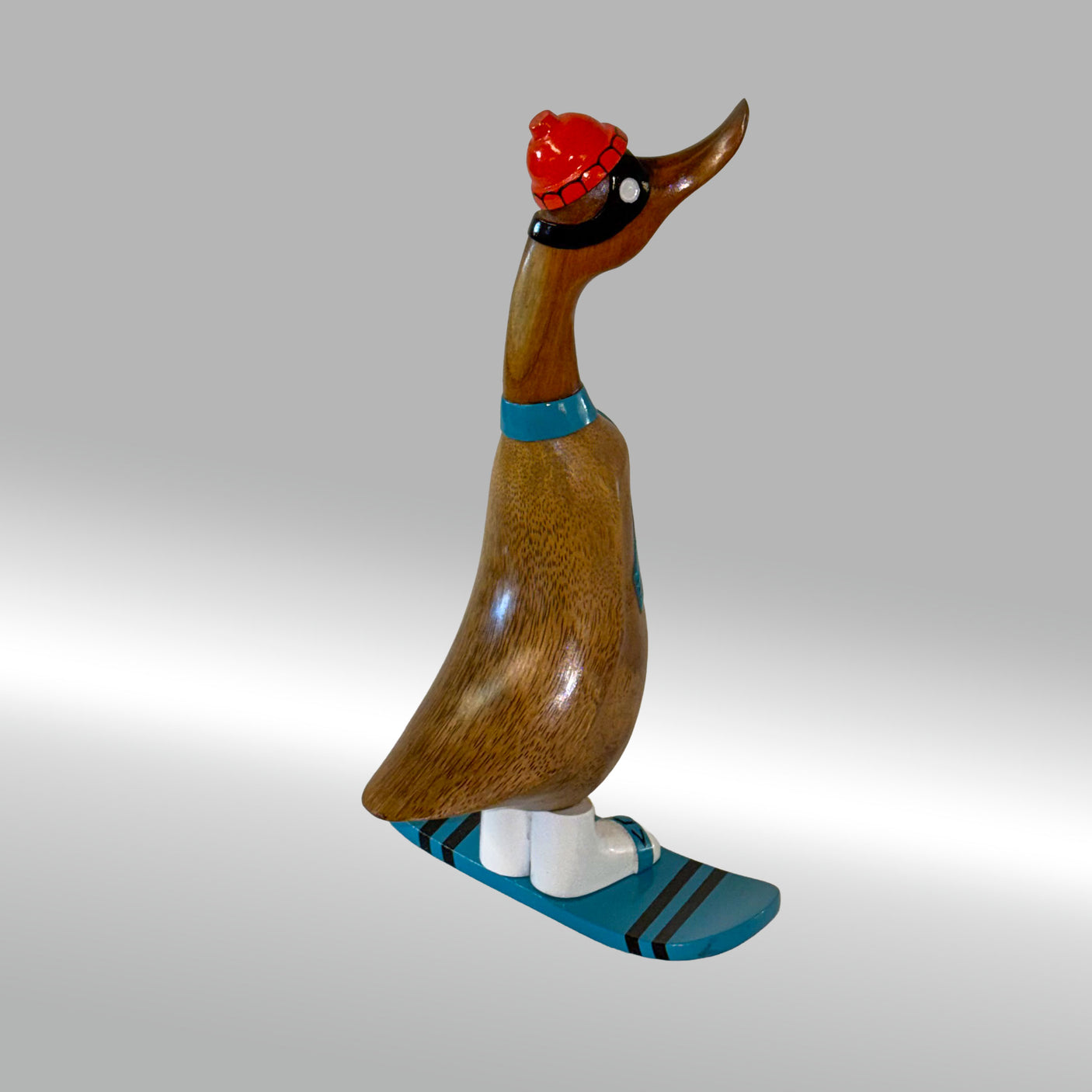 Ente Snowboarder groß »Manni« blaues Board und Schal ca. 41 cm hoch