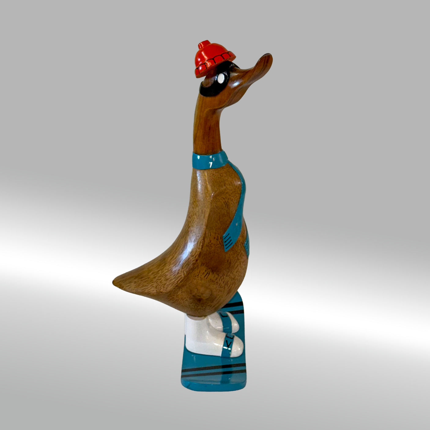 Ente Snowboarder groß »Manni« blaues Board und Schal ca. 41 cm hoch