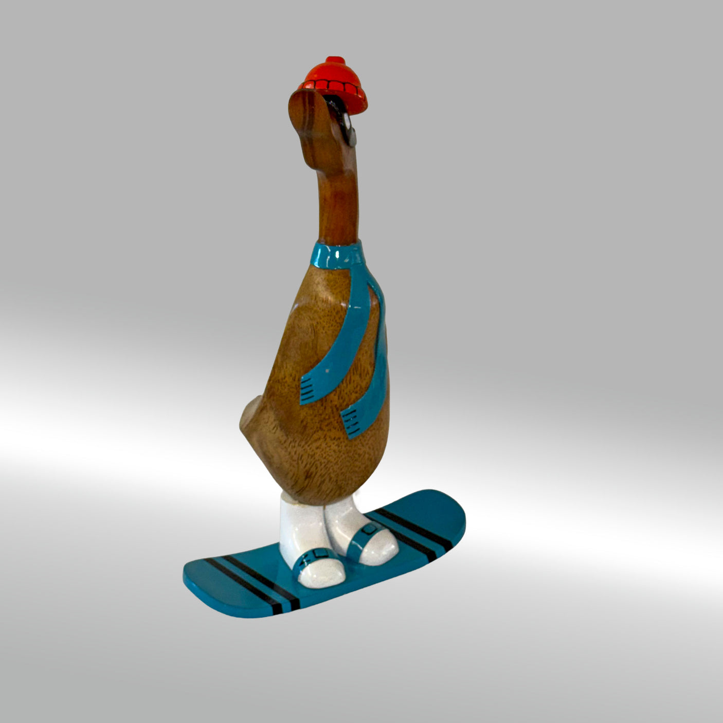 Ente Snowboarder groß »Manni« blaues Board und Schal ca. 41 cm hoch