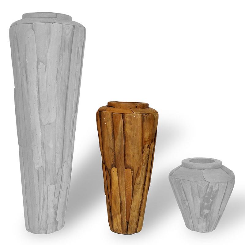 Teak vase Hendrik medium bulbous shape 80 cm high