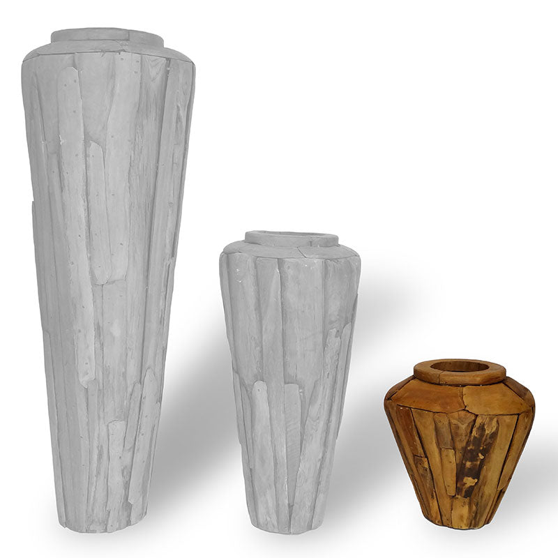 Teak vase Hendrik small bulbous shape 45 cm high