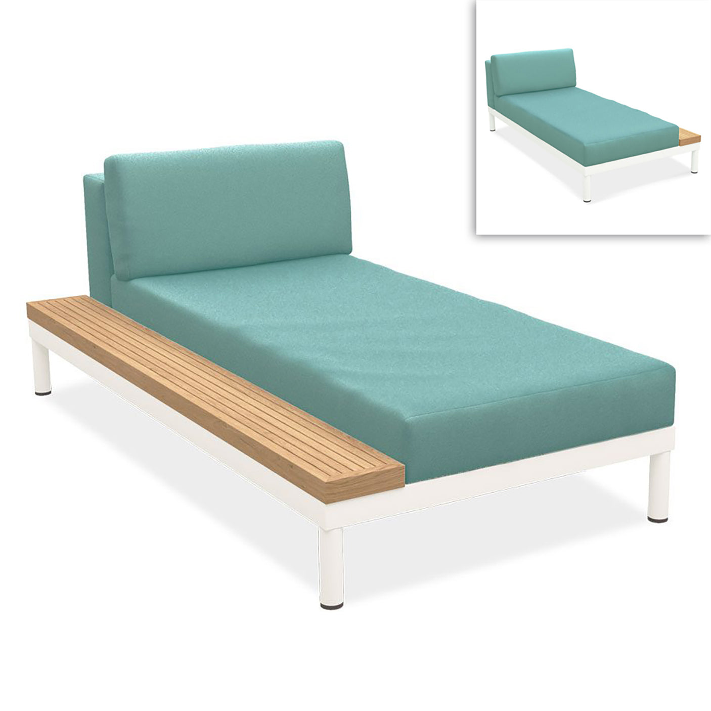 Lisse lounger teak shelf left or right teak with aluminum + upholstery