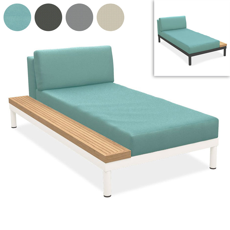 Lisse lounger teak shelf left or right teak with aluminum + upholstery