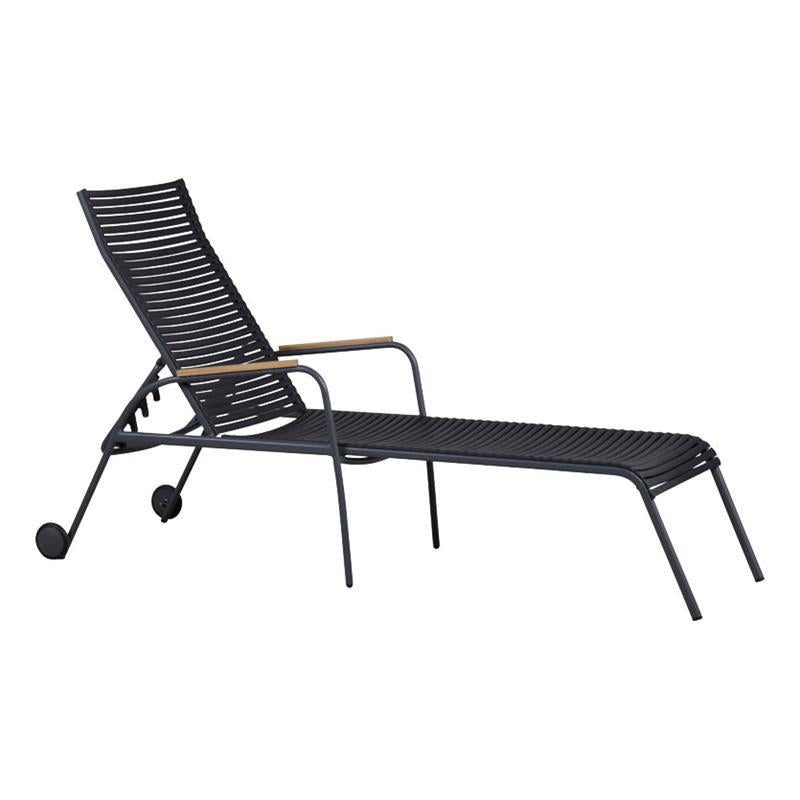 Mood garden lounger black/anthracite aluminum powder-coated with teak armrests