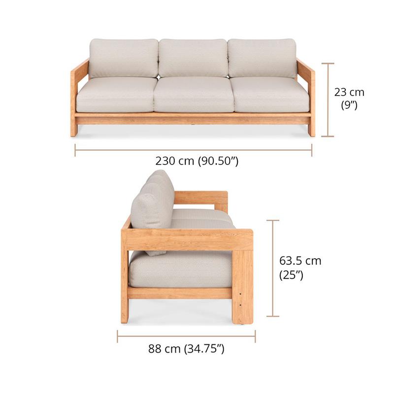 Rae Sofa 3-Sitzer 230 x 88 x 63,5 cm - Recycled Teakholz