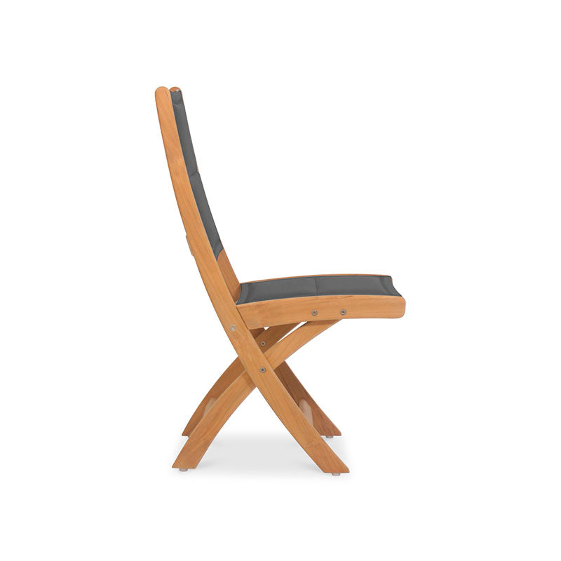 Rivera Faltstuhl DELUXE - gepolstert ohne Armlehne Teak GRADE A + Batyline + Edelstahlbeschläge