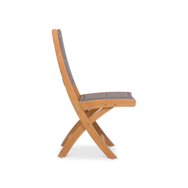 Rivera Faltstuhl DELUXE - gepolstert ohne Armlehne Teak GRADE A + Batyline + Edelstahlbeschläge