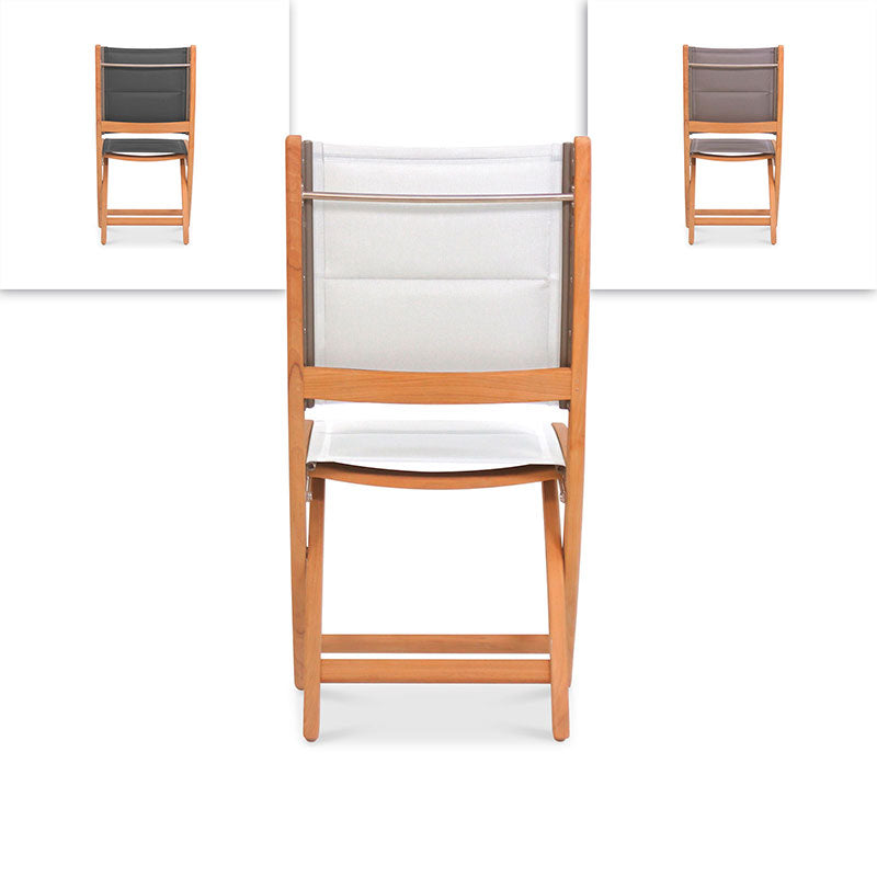 Rivera Faltstuhl DELUXE - gepolstert ohne Armlehne Teak GRADE A + Batyline + Edelstahlbeschläge