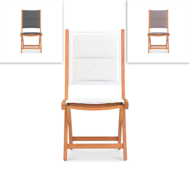 Rivera Faltstuhl DELUXE - gepolstert ohne Armlehne Teak GRADE A + Batyline + Edelstahlbeschläge