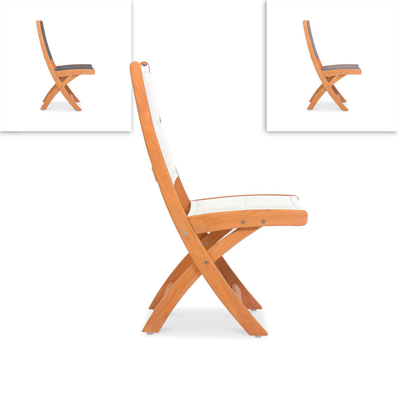 Rivera Faltstuhl DELUXE - gepolstert ohne Armlehne Teak GRADE A + Batyline + Edelstahlbeschläge