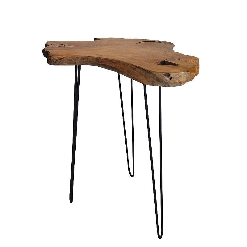 Teak Bartisch Root aus massivem Teakwurzelholz naturbelassen - mit Stahlbeinen