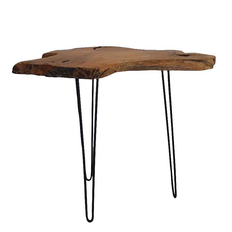 Teak Bartisch Root aus massivem Teakwurzelholz naturbelassen - mit Stahlbeinen