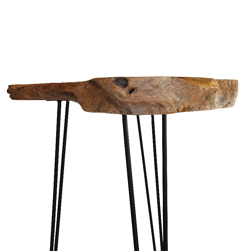 Teak Bartisch Root aus massivem Teakwurzelholz naturbelassen - mit Stahlbeinen
