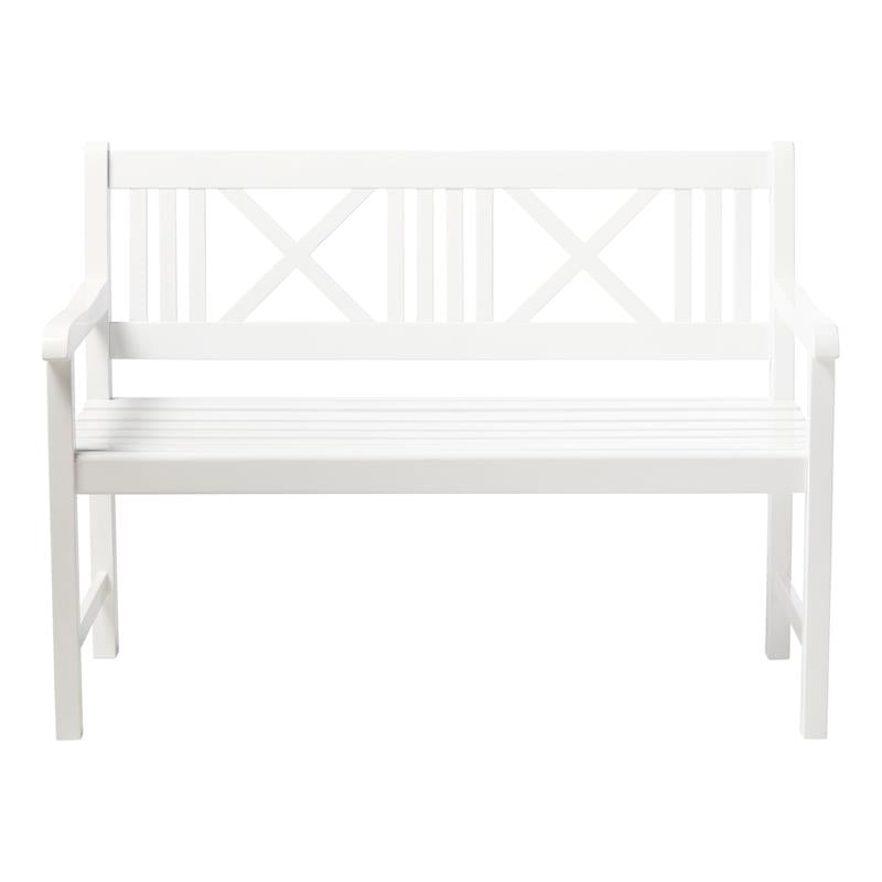 Banc de jardin Rosenborg 120 cm - bois d'acajou certifié peint blanc brillant