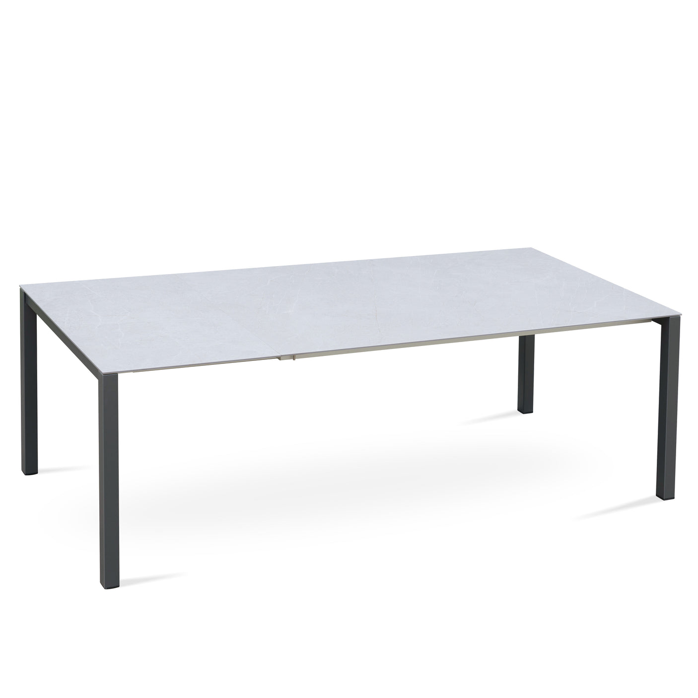 Marikk Frontausziehtisch 280/220/160x99,5 cm Keramikplatte + Edelstahl pulverbeschichtet+Rollen