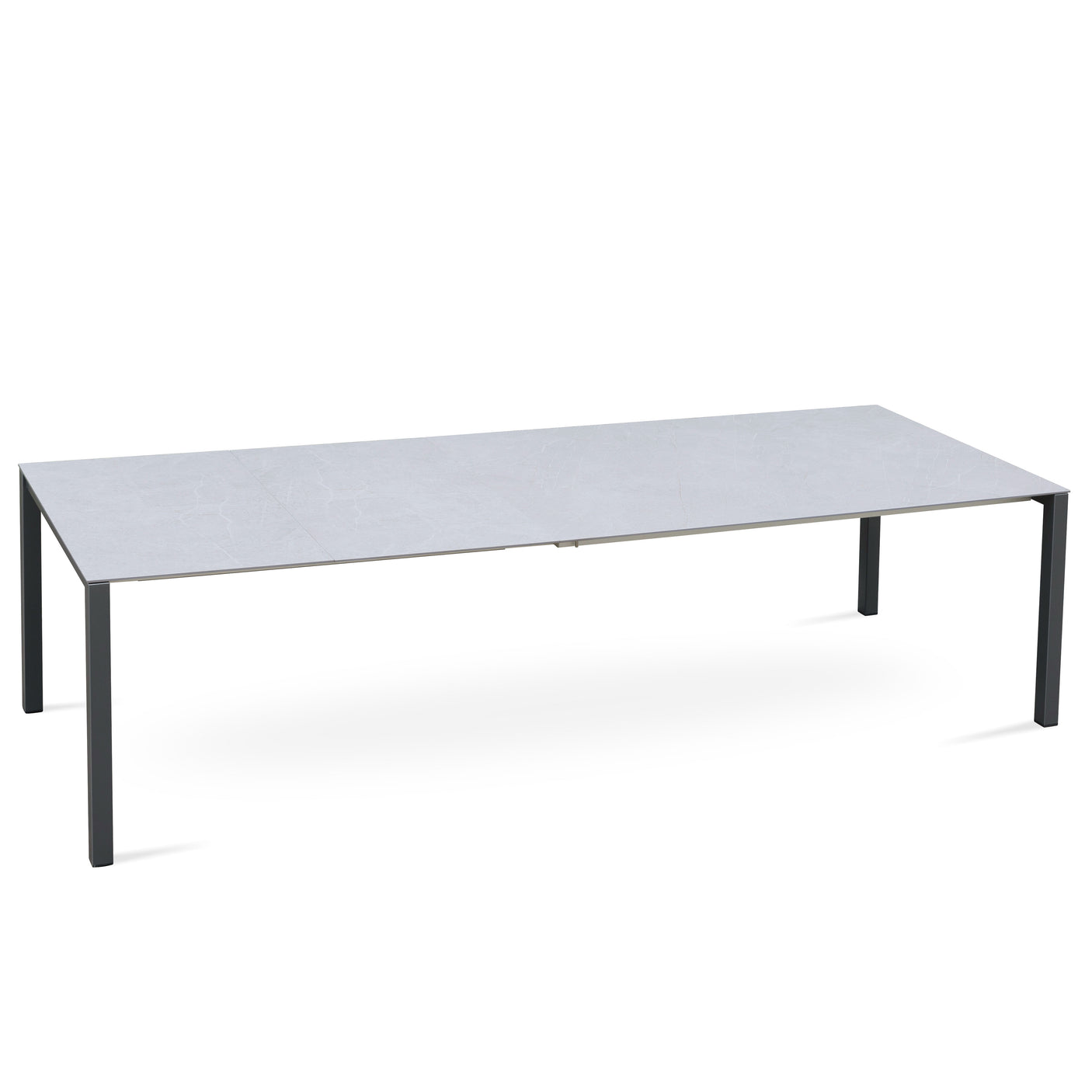 Marikk Frontausziehtisch 280/220/160x99,5 cm Keramikplatte + Edelstahl pulverbeschichtet+Rollen