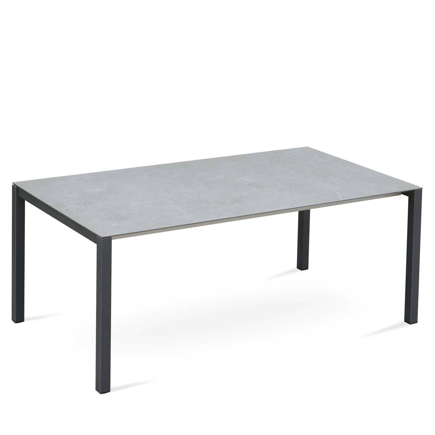 Marikk Rotations-Frontausziehtisch 220/160x99,5 cm Keramikplatte + Edelstahl pulverbeschichtet+Rollen