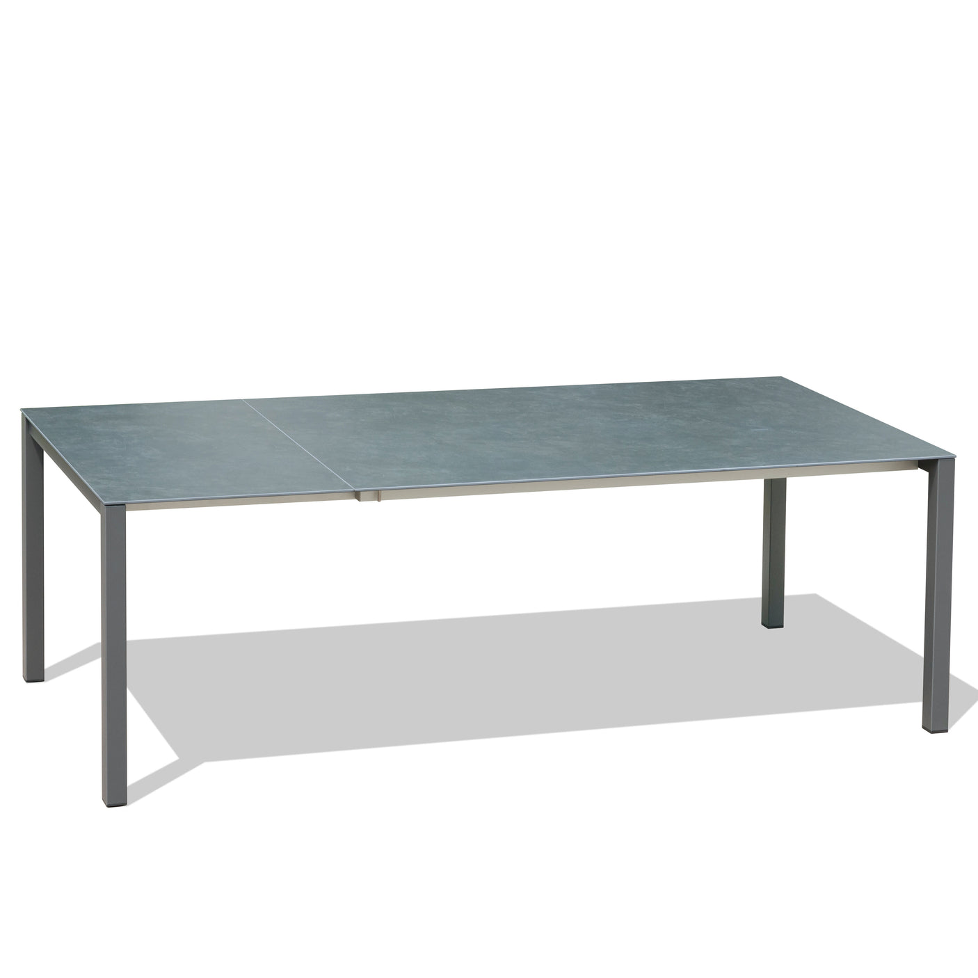 Marikk Rotations-Frontausziehtisch 240/180x99,5 cm Keramikplatte + Edelstahl pulverbeschichtet+Rollen