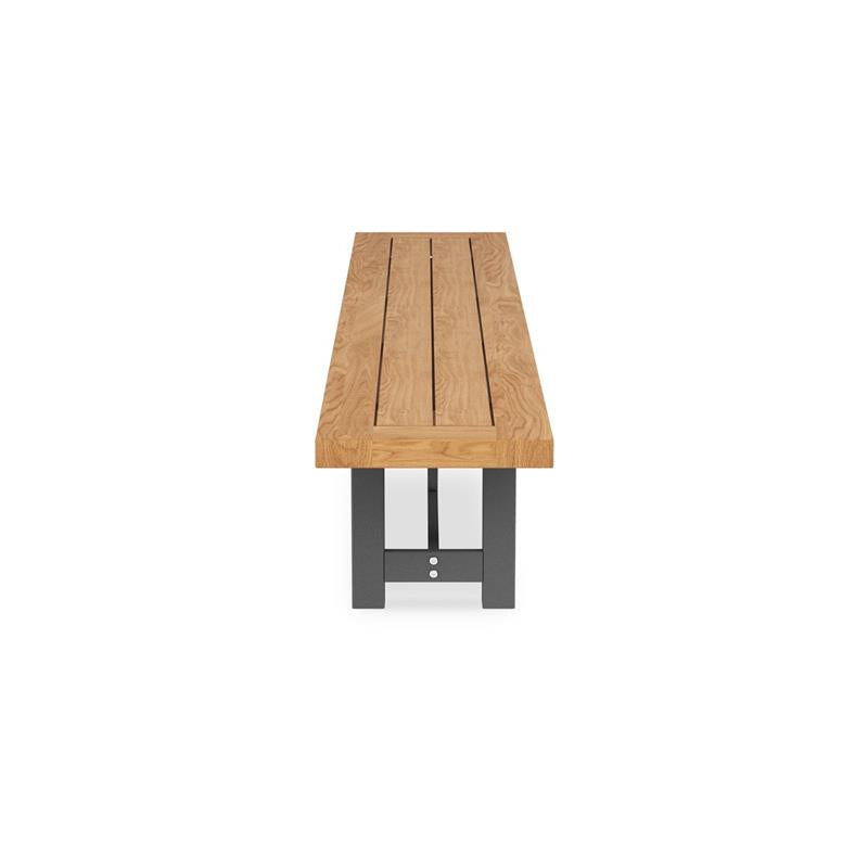 Banc de jardin vigneron sans dossier 230 cm aluminium - teck recyclé avec structure aluminium