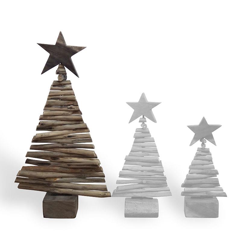 Large teak Christmas tree with stand made of driftwood branches - approx. 25 cm high