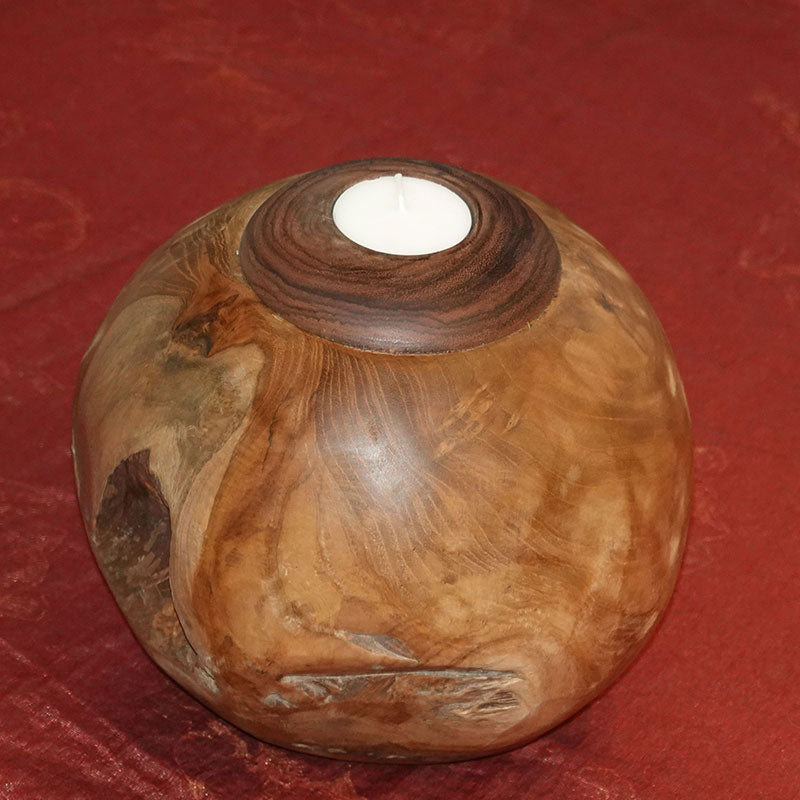 Teakholzkugel mit Kerze mittel - ca. 20 cm