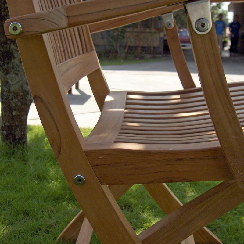 Comforteck Faltstuhl mit Armlehnen - Zertifiziertes Teak GRADE A + Edelstahlbeschläge