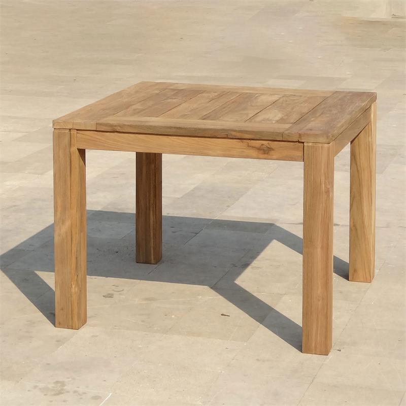Dusun Esstisch 100 x 100 x 77 cm aus Recycle Teak - Beine: 9x9cm, Unterzug: 7cm, Tischplatte: 3cm