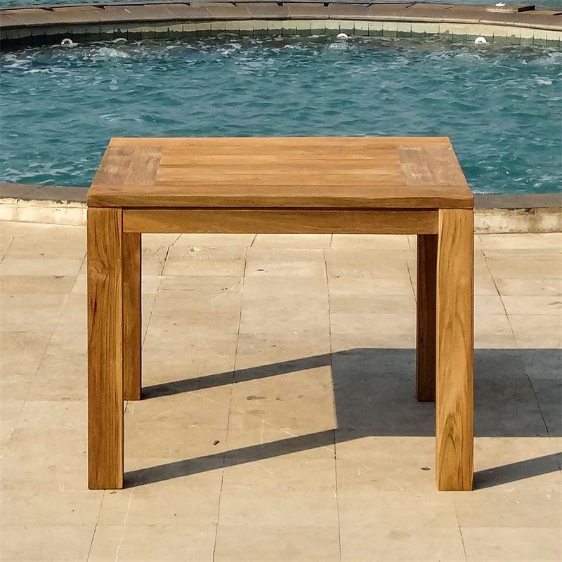 Dusun Esstisch 100 x 100 x 77 cm aus Recycle Teak - Beine: 9x9cm, Unterzug: 7cm, Tischplatte: 3cm