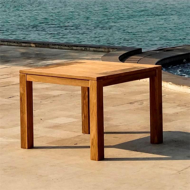 Dusun Esstisch 100 x 100 x 77 cm aus Recycle Teak - Beine: 9x9cm, Unterzug: 7cm, Tischplatte: 3cm