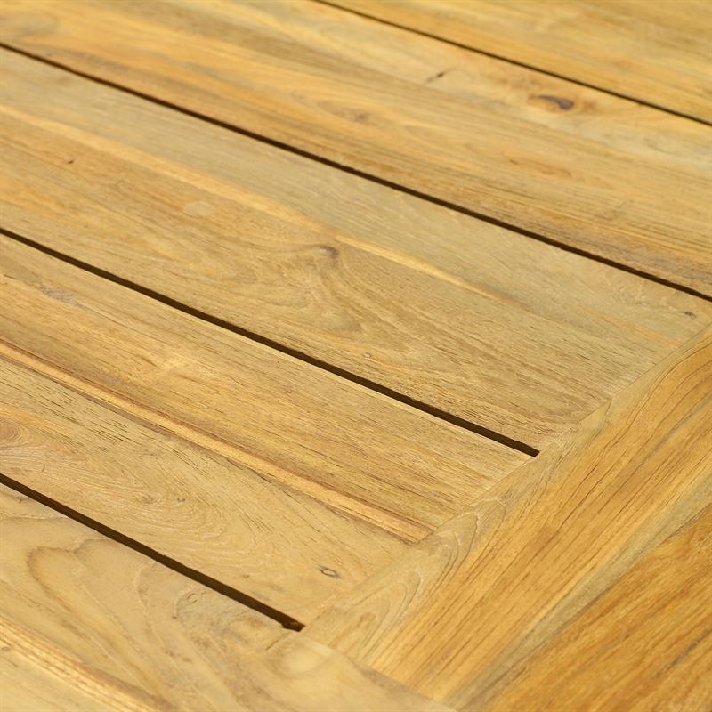 Dusun Esstisch 100 x 100 x 77 cm aus Recycle Teak - Beine: 9x9cm, Unterzug: 7cm, Tischplatte: 3cm