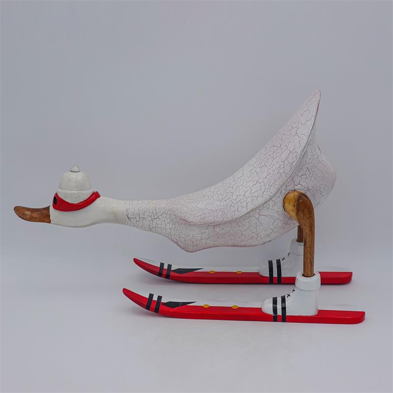 Canard « David » - grand, blanc avec des skis