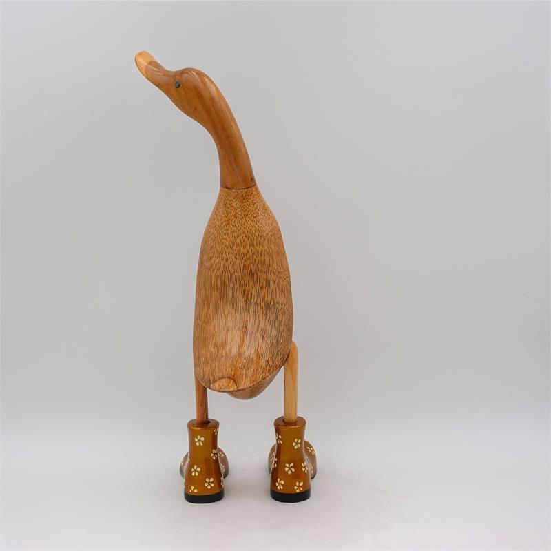 Canard « Bianca » grand, brun, dressé, doré avec des fleurs