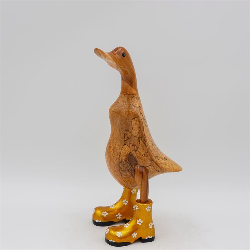 Ente »Bella« mittel braun aufrecht goldfarben mit Blümchen