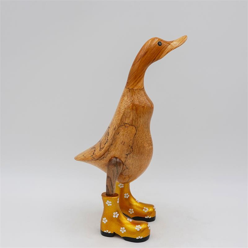 Ente »Bella« mittel braun aufrecht goldfarben mit Blümchen