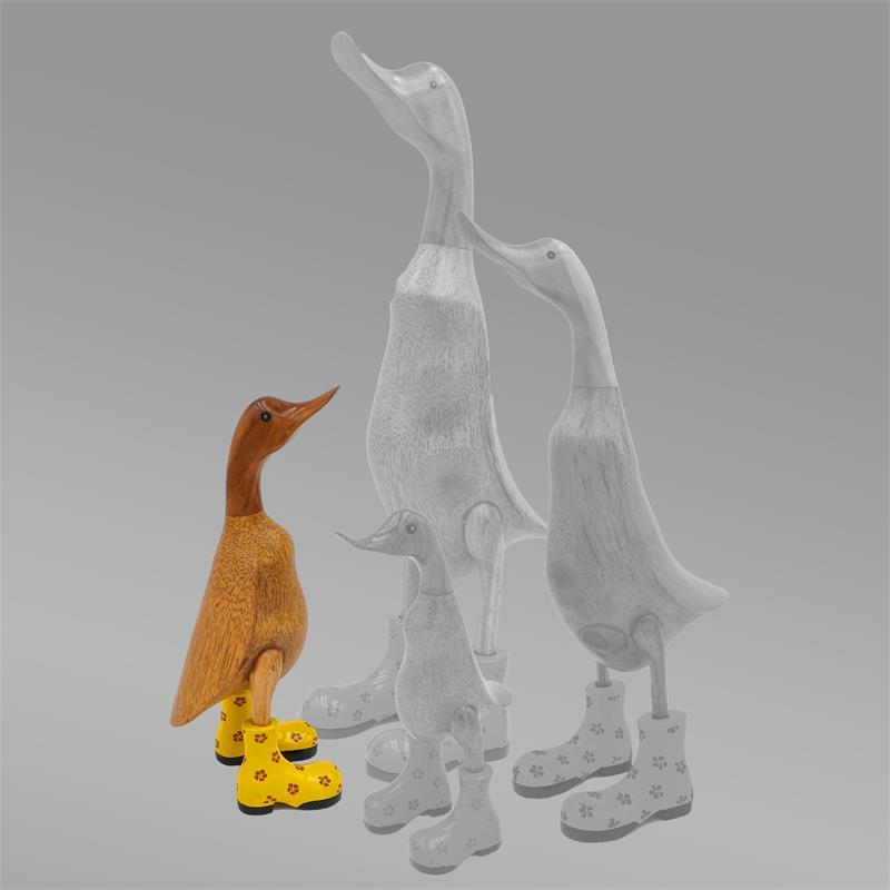 Ente »Daniela« mittel braun aufrecht mit gelben Blümchenschuhen