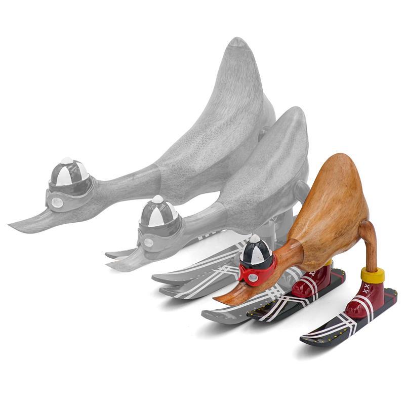 Ente »Mara« - klein nach vorn gebeugt braun mit Ski