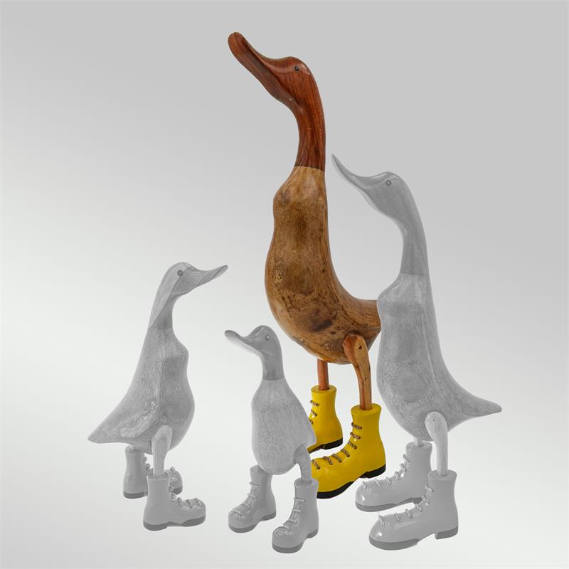 Ente »Joleen« riesengroß beige-braun aufrecht mit gelben Schuhen