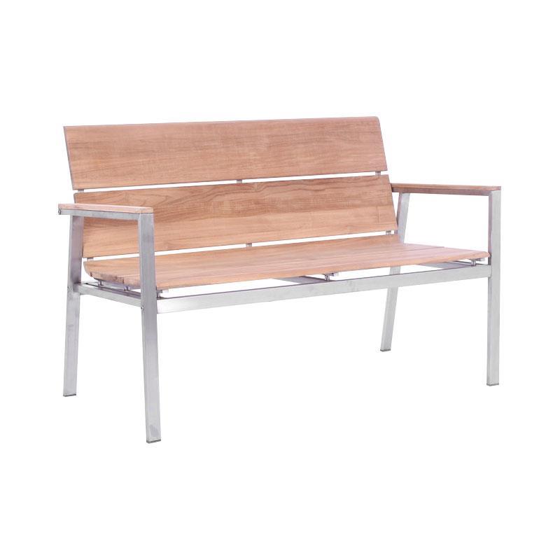 Fides Bank mit Rückenlehne 130 Teak mit Edelstahlgestell 130x63x86,5cm