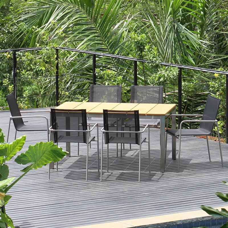 Fides Stapelstuhl Edelstahl mit Batyline Bespannung