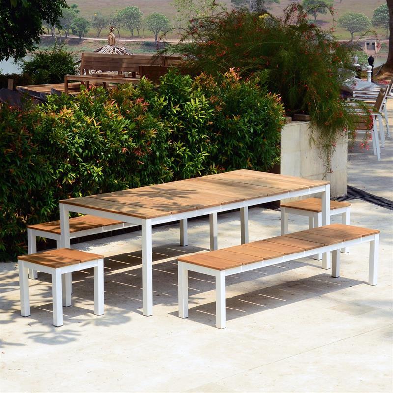 Fides Color Hocker/Beistelltisch 45 x 45 x 45 cm Teak mit Aluminiumgestell