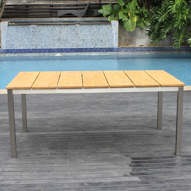 Fides Ausziehtisch 250/175 x 100 x 76 cm Teak Grade A mit Edelstahlgestell